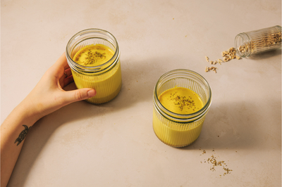 Ashwagandha Golden Milk with fennel flowers