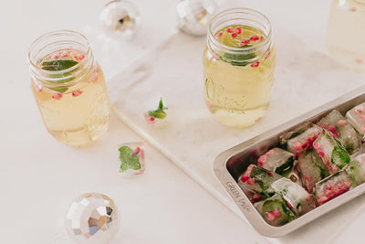 New Year's Eve drink with festive ice cubes